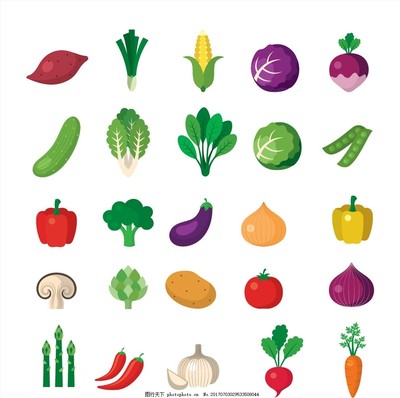 各種蔬菜,可愛(ài) 手繪 卡通 食材 生活 圖標(biāo) 矢量-